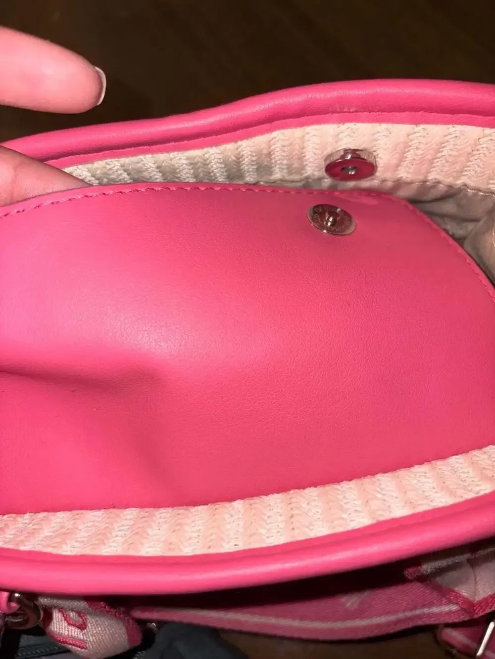 Steve Madden Bwebber Woven Straw Crossbody Bag in Pink and White